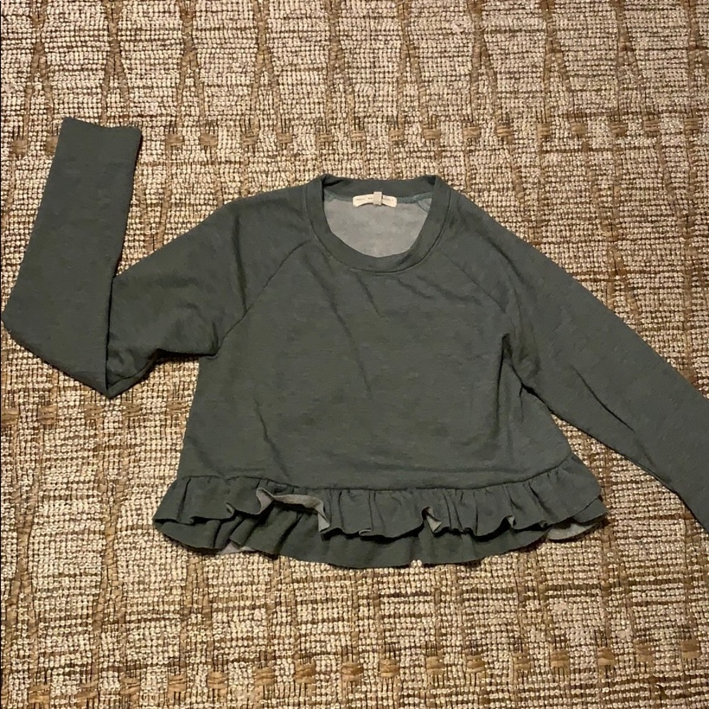 Green Ruffle bottom sweater